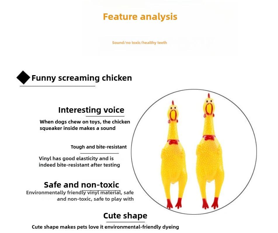 DKSTINYE Squeaky Chicken Dog Toy Squeaker Rubber Chew