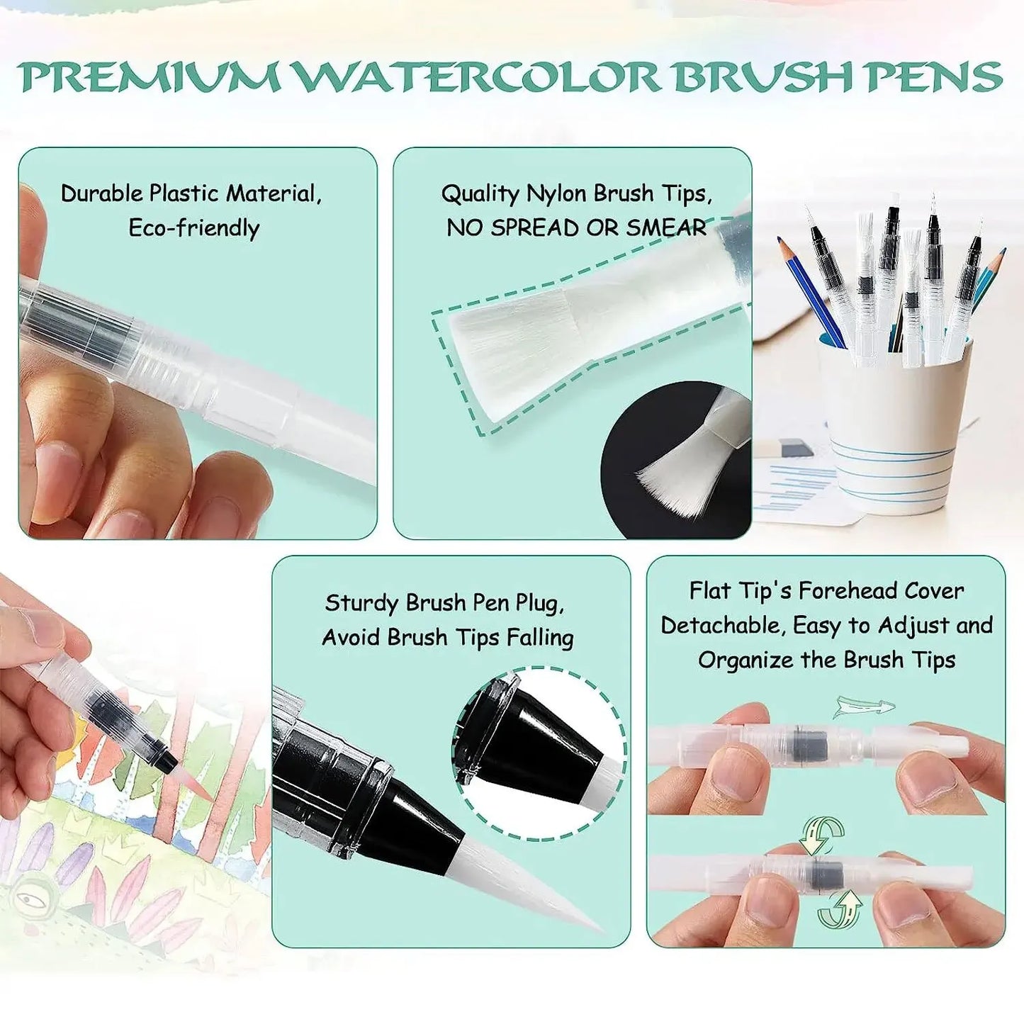 Yutiars Watercolor Brush Pens Set Refillable Water Paint