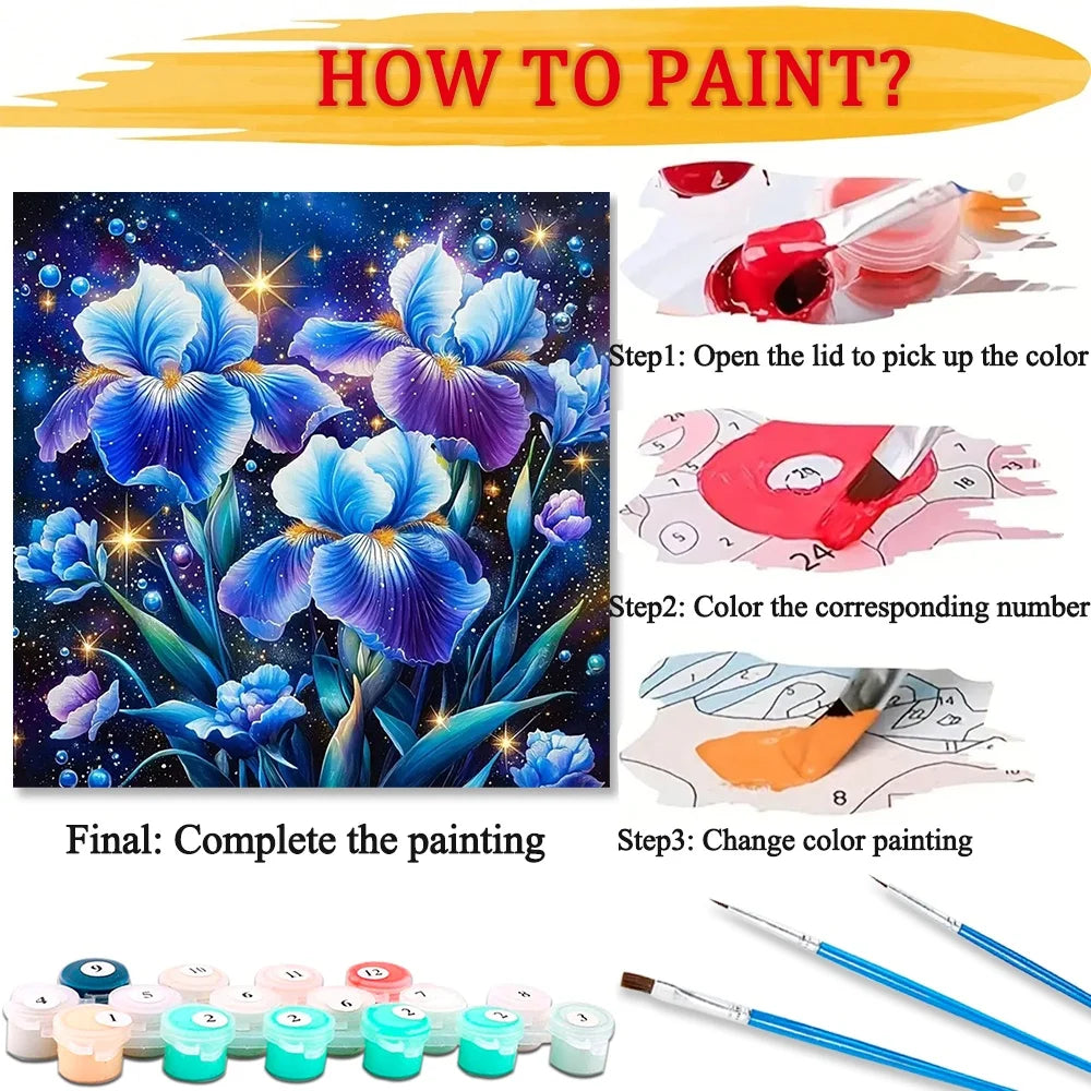 Flower Paint By Number Kit For Adults Hand Painted On Canvas Valentines Gift
