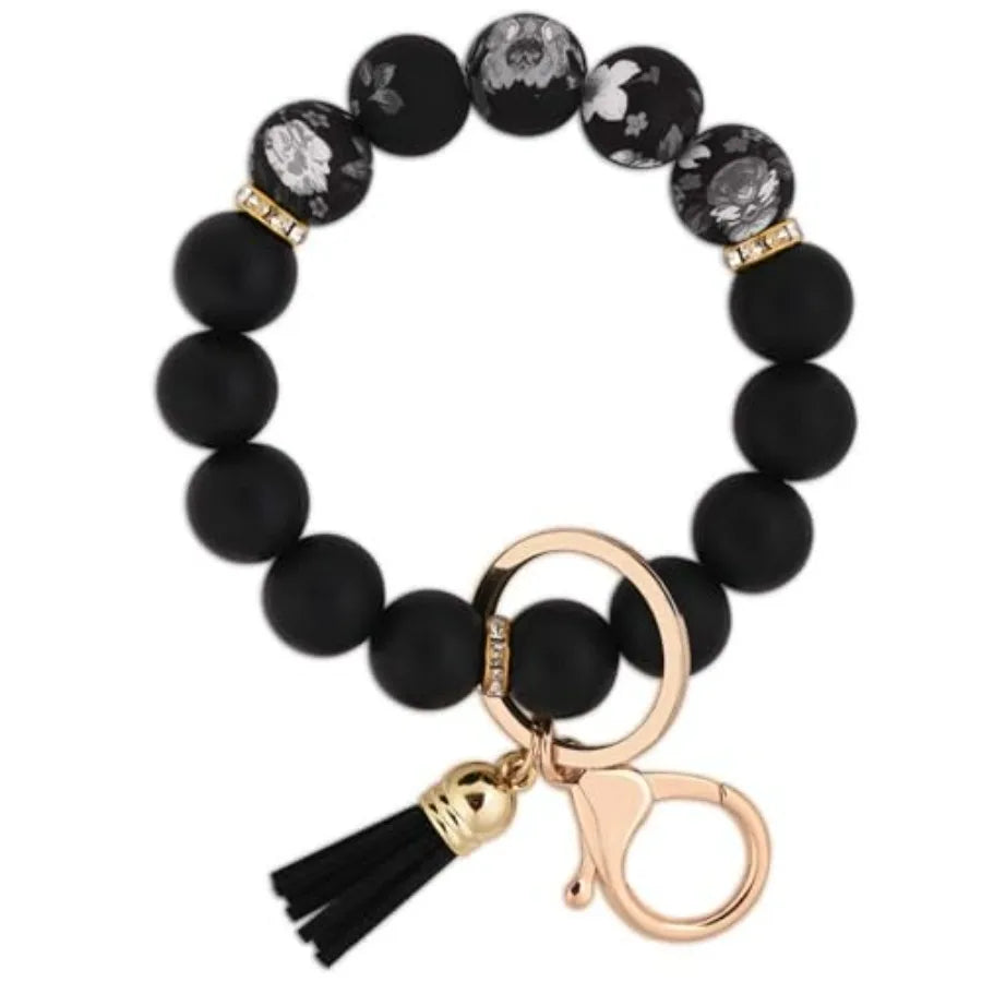 Silicone Beaded Keychain Wristlet For Women And Girls