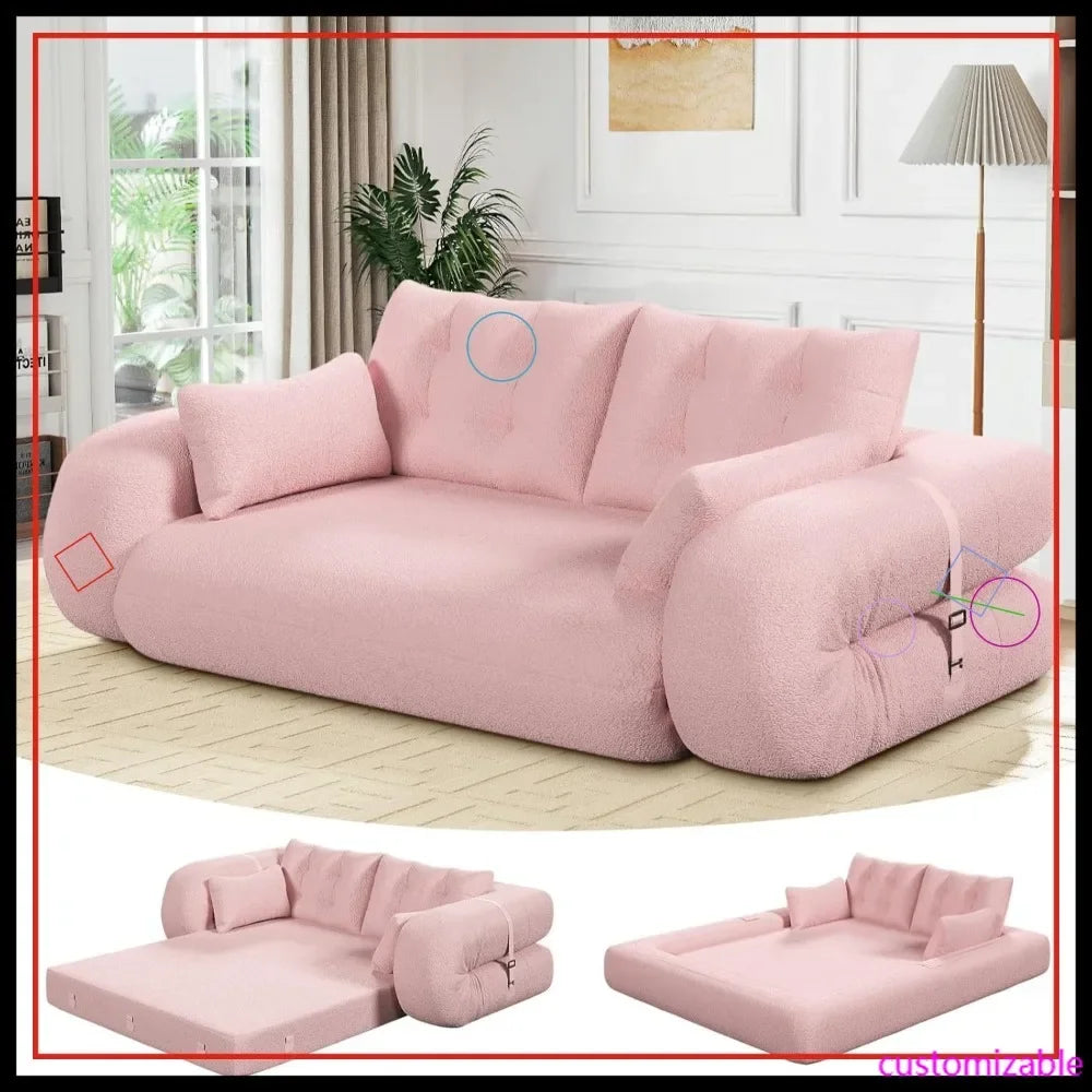 3 in 1 Sleeper Sofa Futon Couch Upholstered Living Room