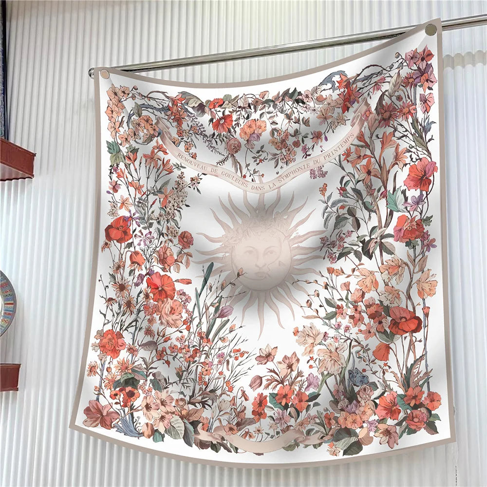 Elegant Silk Floral Square Scarf for Women Hijab Shawl Accessory
