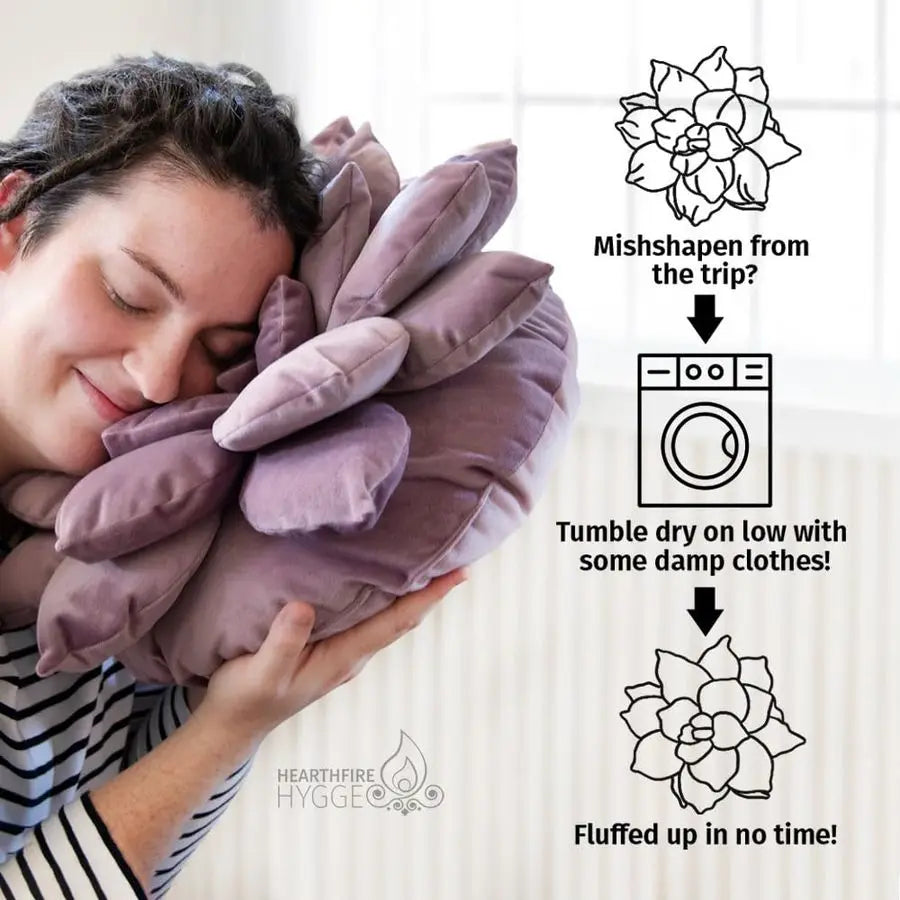 DreamWeave Purple Cactus Flower Pillow Handstitched - 3D Decor Throw Pillow For Bedroom Living Room Nursery