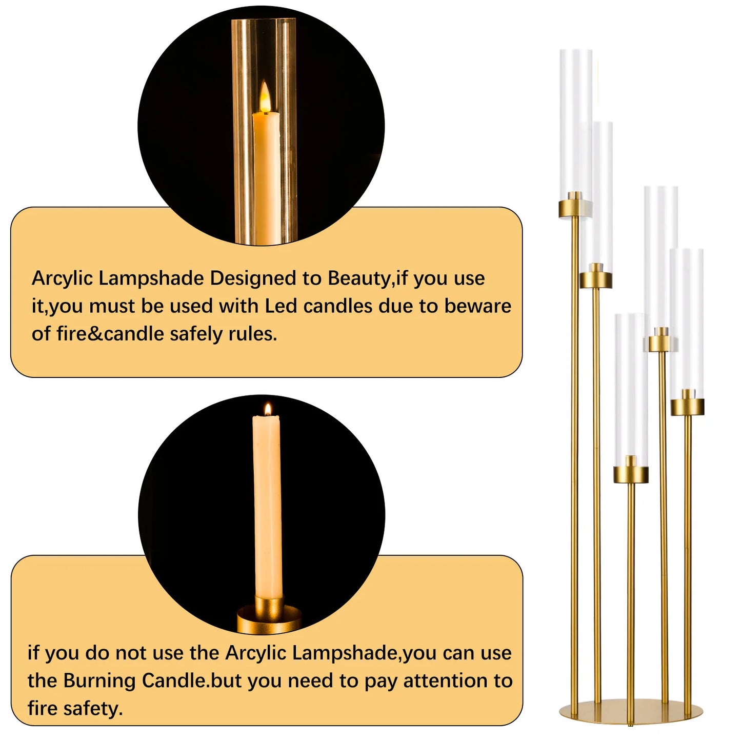 VINCIGANT Floor Candelabra Five Arm Candle Holder LuxuriousWeddingReceptionDecorCollection