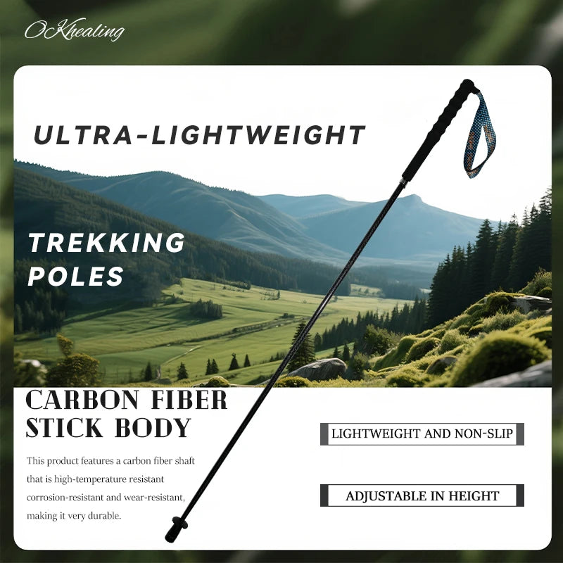 OKHEALING Carbon Fiber Collapsible Trekking Poles for Hiking and Walking