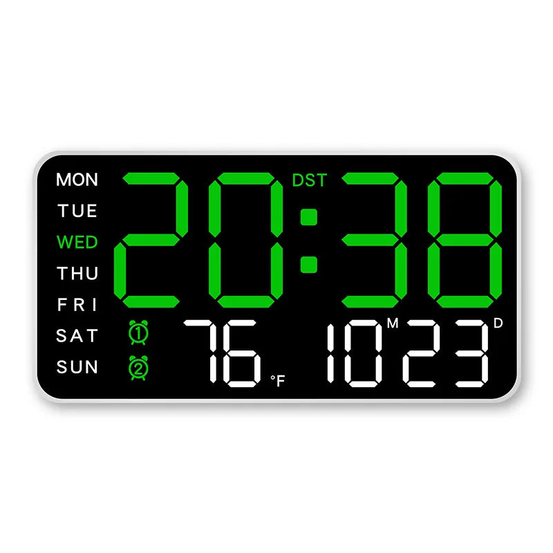 Digital Wall Clock With Temp Date Week Display Remote USB