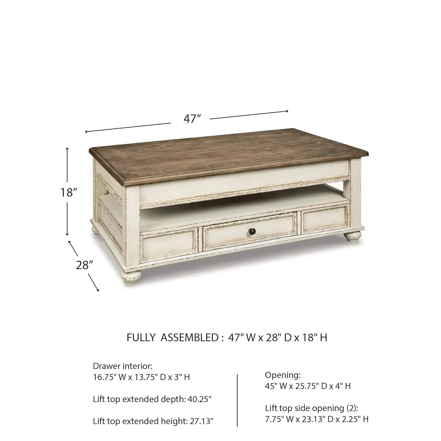 Vintage Farmhouse Lift Top Coffee Table With Storage Drawer Custom