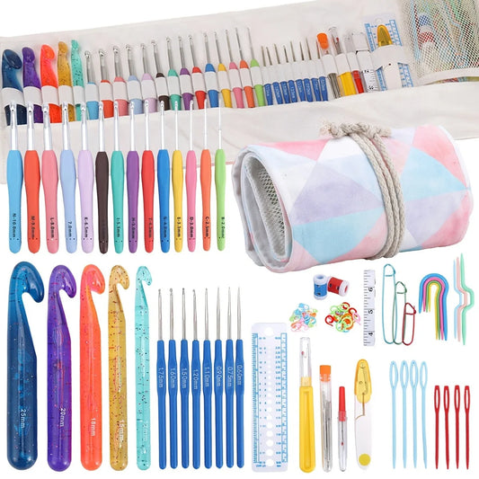 Ergonomic Crochet Hooks Set with Storage Bag and Craft Needles