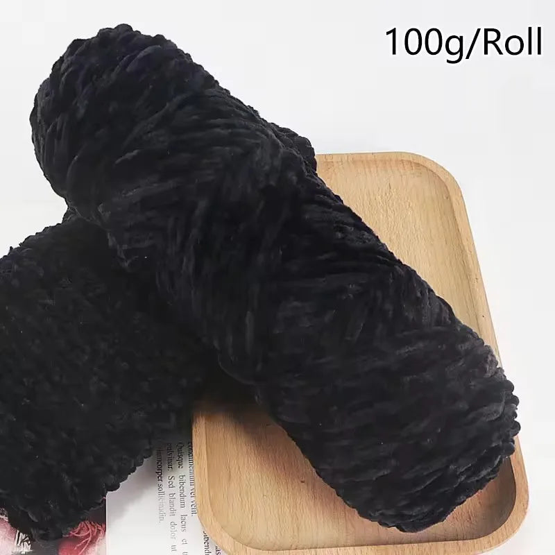 Chenille Velvet Yarn 100g Roll Soft Plush Polyester For Knitting Crochet DIY Crafts