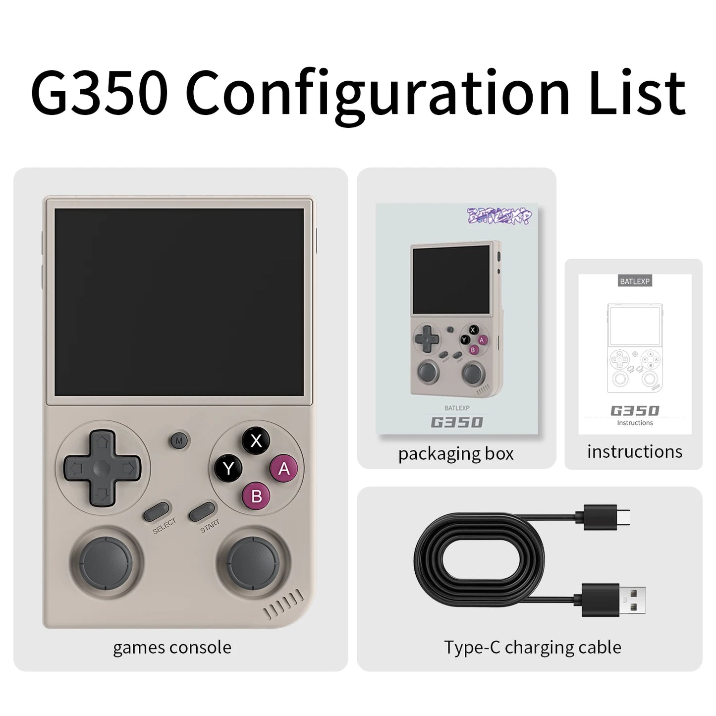 BATLEXP G350 Handheld Game Console IPS Screen Dual Joystick Linux System