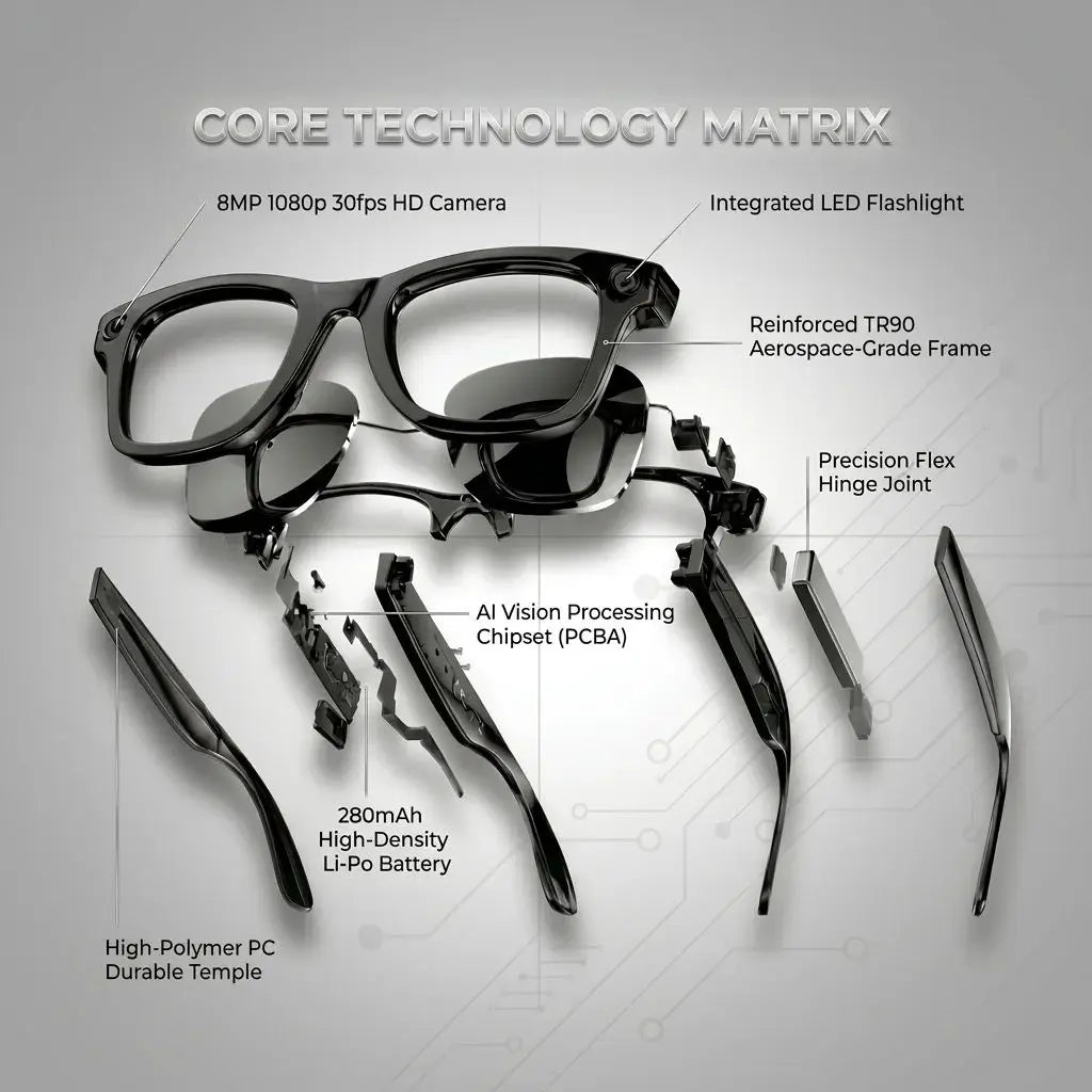 GS4 Max Smart Glasses Dual Lenses 8MP 1080P Video AI Translation