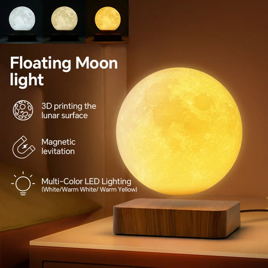 Aiopp Magnetic Floating Rotating Moon Lamp With Wooden Base