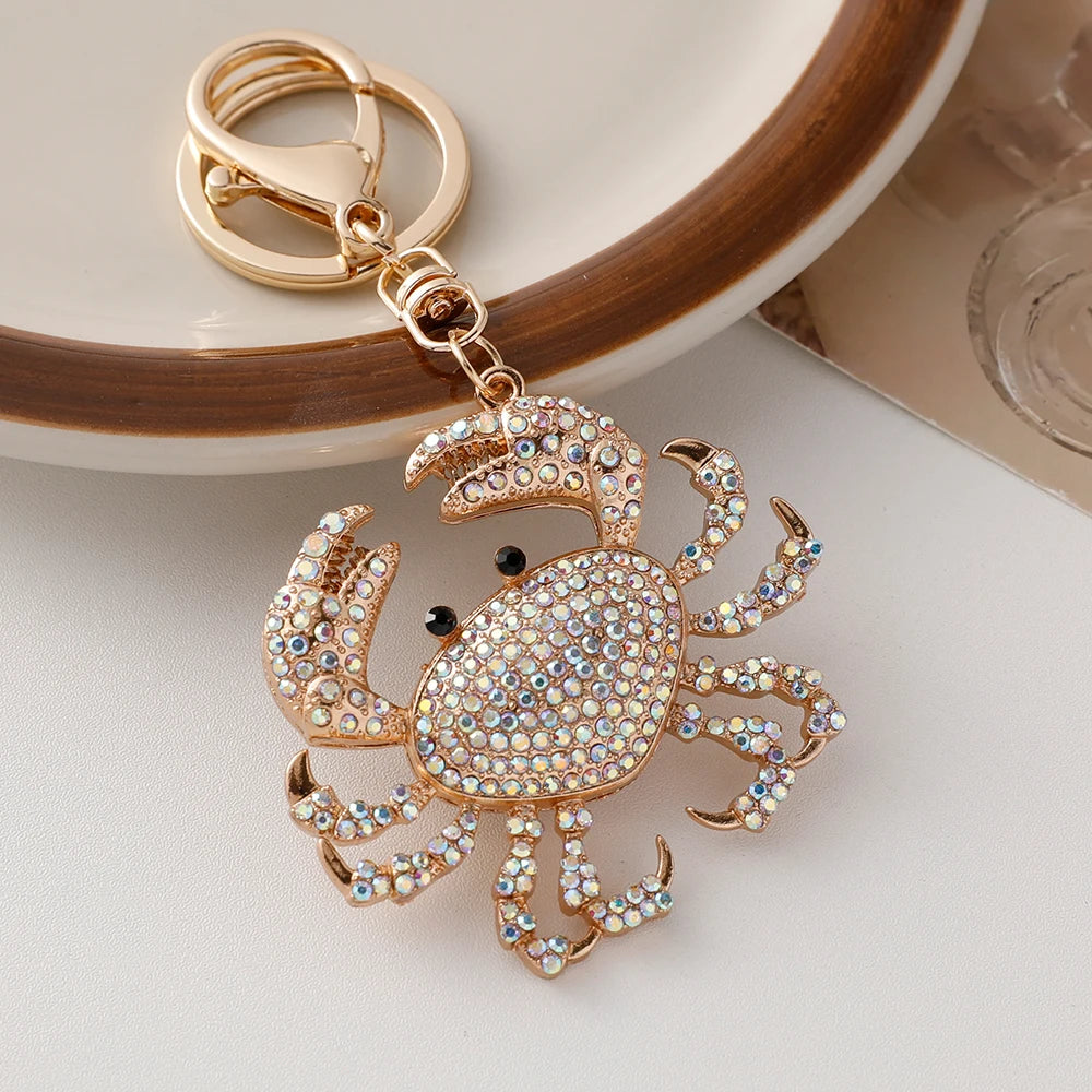 Shiny Crystal Crab Keychain Hawaii Beach Vacation Souvenir Gift