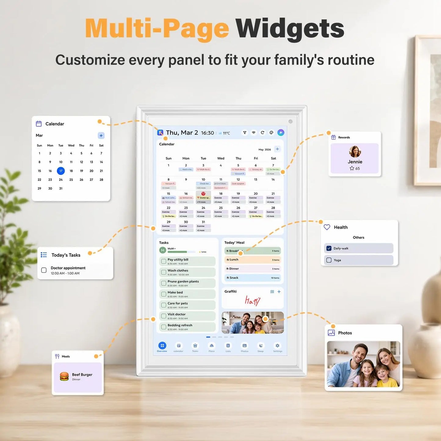 Smart Wall Calendar With Voice AI Touch Screen For Scheduling