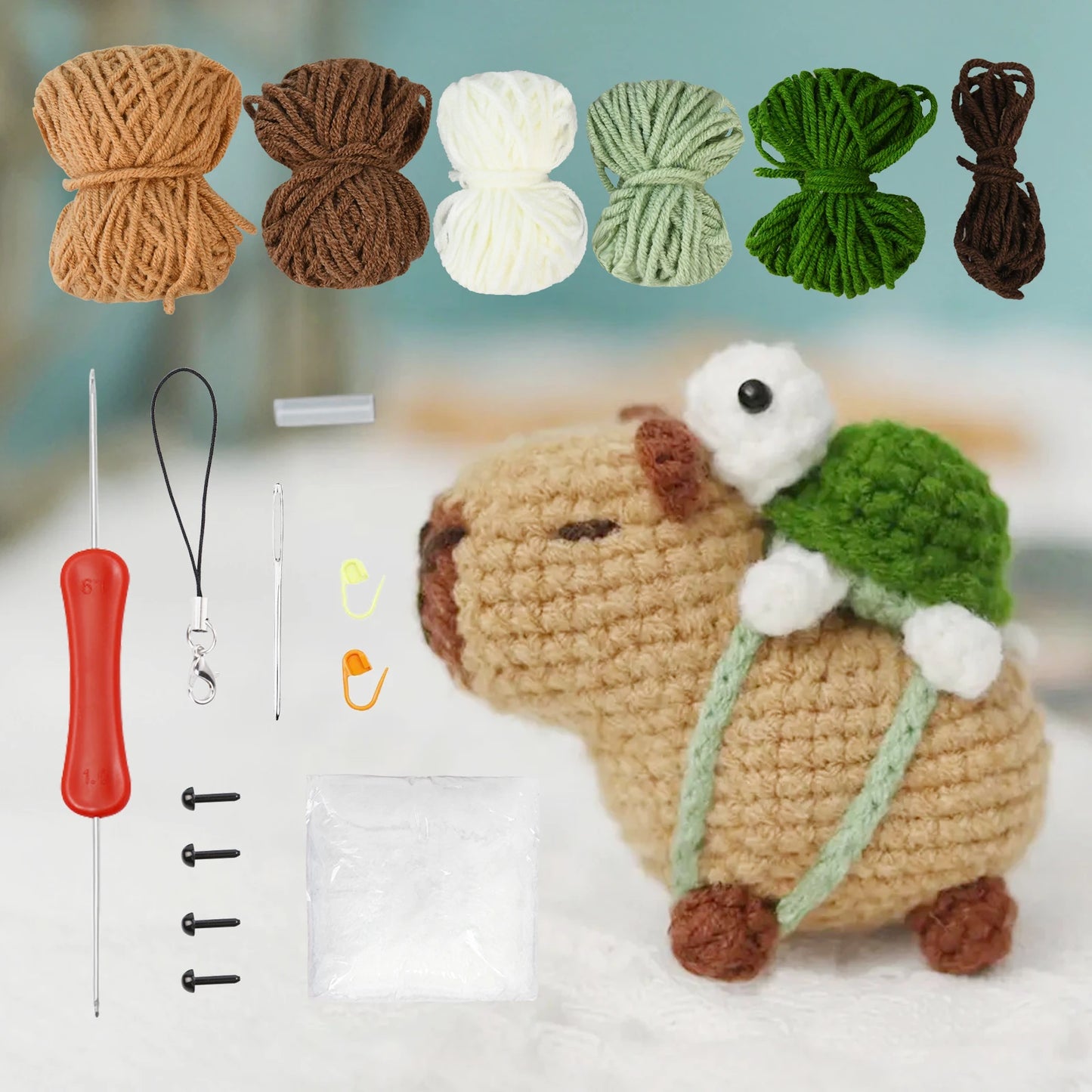 Capybara And Turtle Crochet Kit Beginner Friendly Animal Craft Set