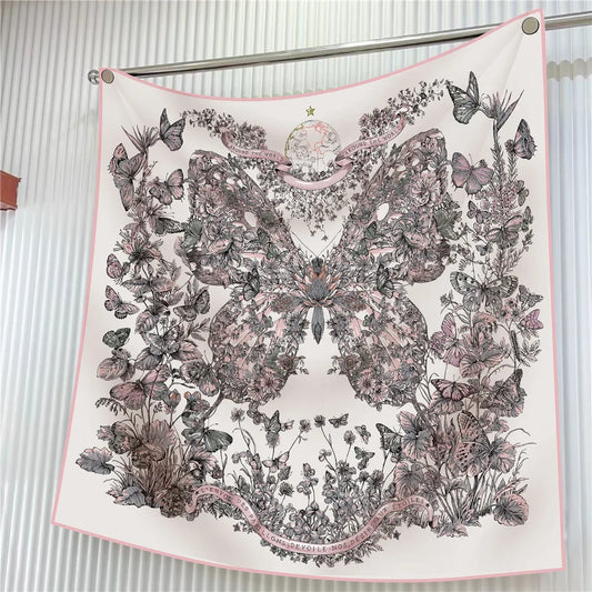 Elegant Silk Floral Square Scarf for Women Hijab Shawl Accessory
