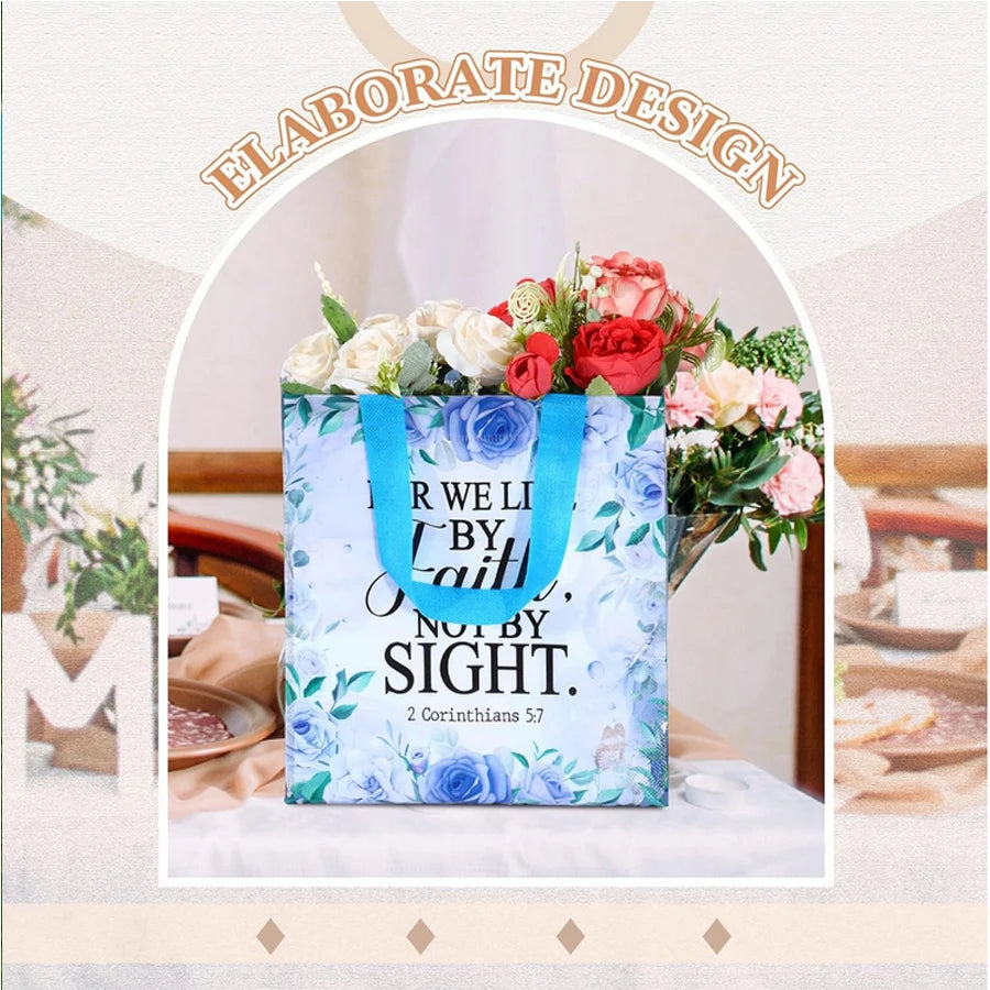 Bible Verse Gift Bags 32 Pack With Handles Nonwoven Christian Baptism Tote