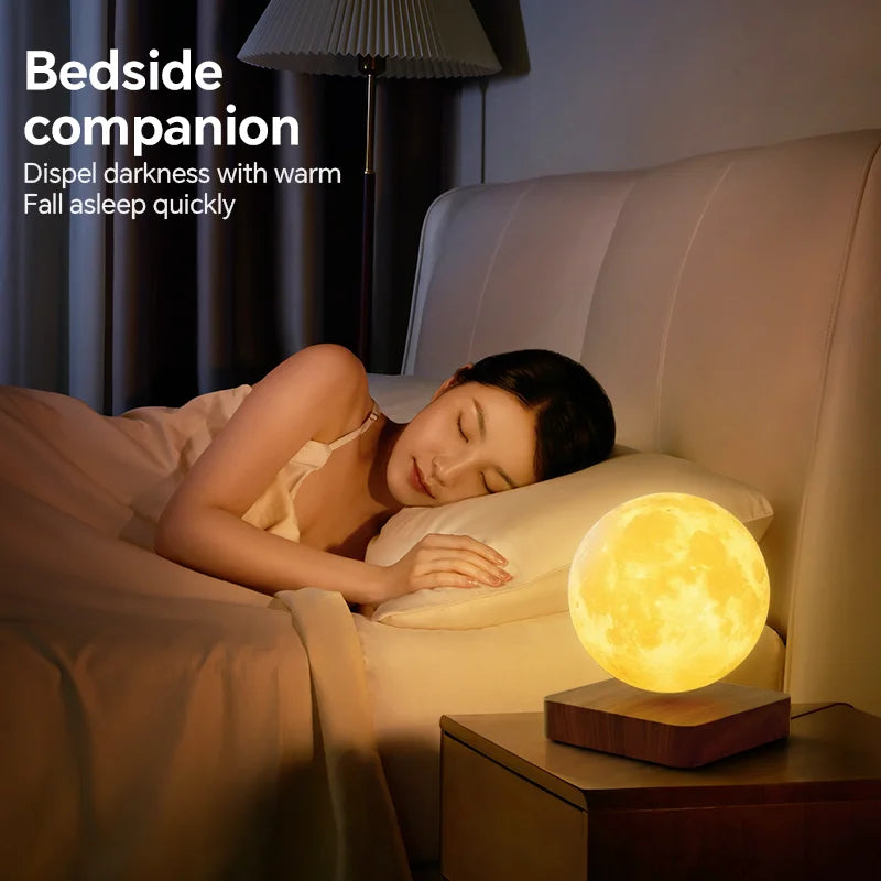Aiopp Magnetic Floating Rotating Moon Lamp With Wooden Base