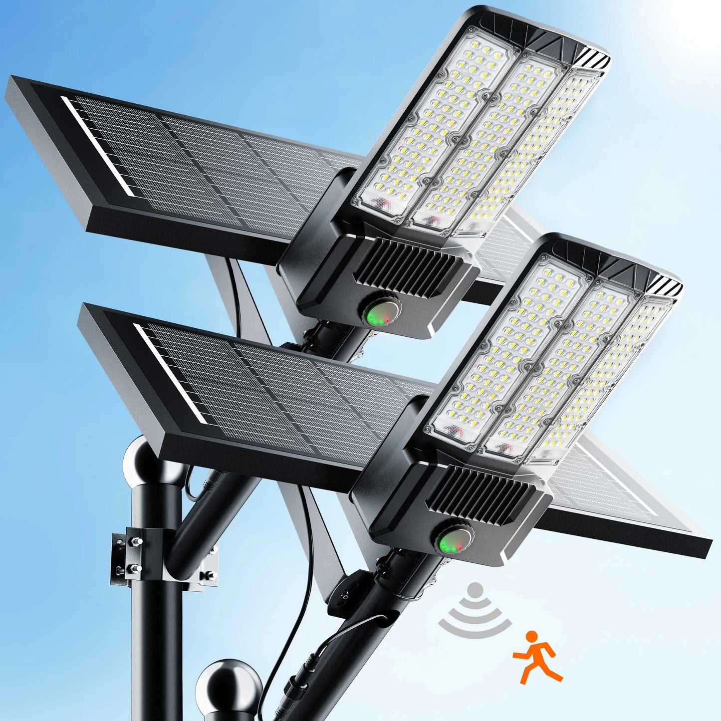 Solar LED Area Lights Motion Sensor Dusk To Dawn Aluminum