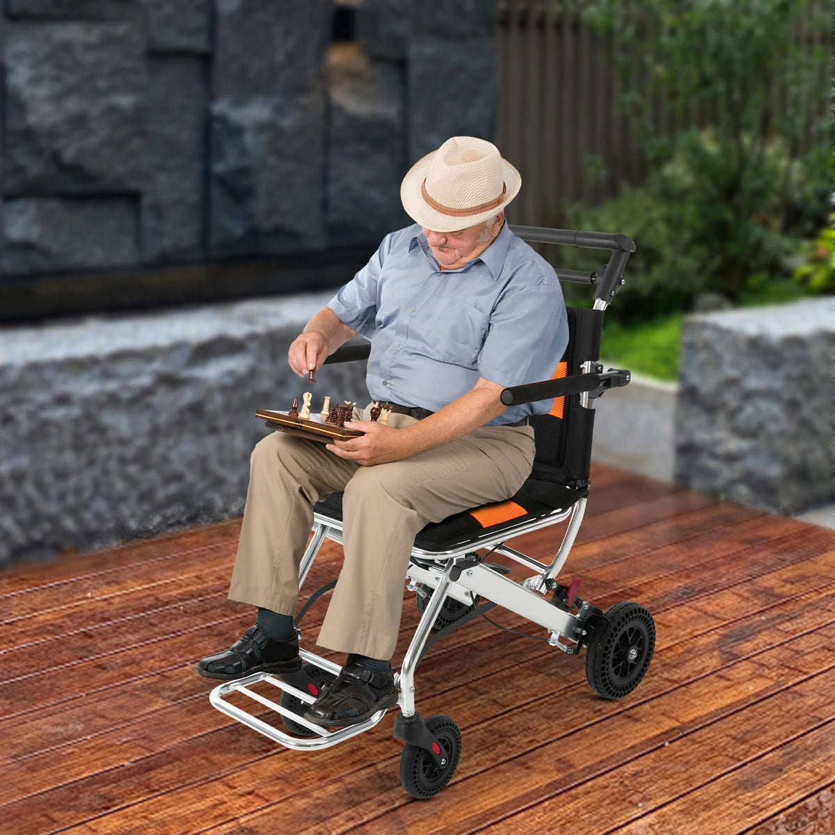Portable Folding Wheelchair for Seniors and Adults Lightweight Transport Chair