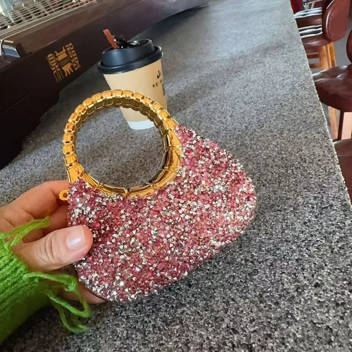 Heart Shaped Sequined Evening Clutch Bag For Party Weddings