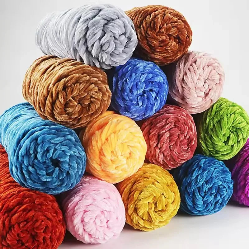 Chenille Velvet Yarn 100g Roll Soft Plush Polyester For Knitting Crochet DIY Crafts