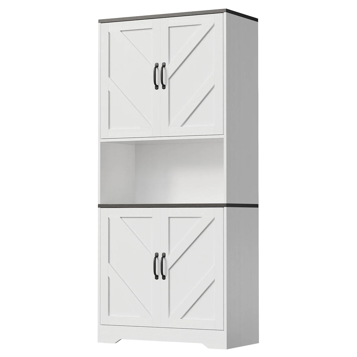 Farmhouse Kitchen Pantry Cabinet With Charging Station And Storage