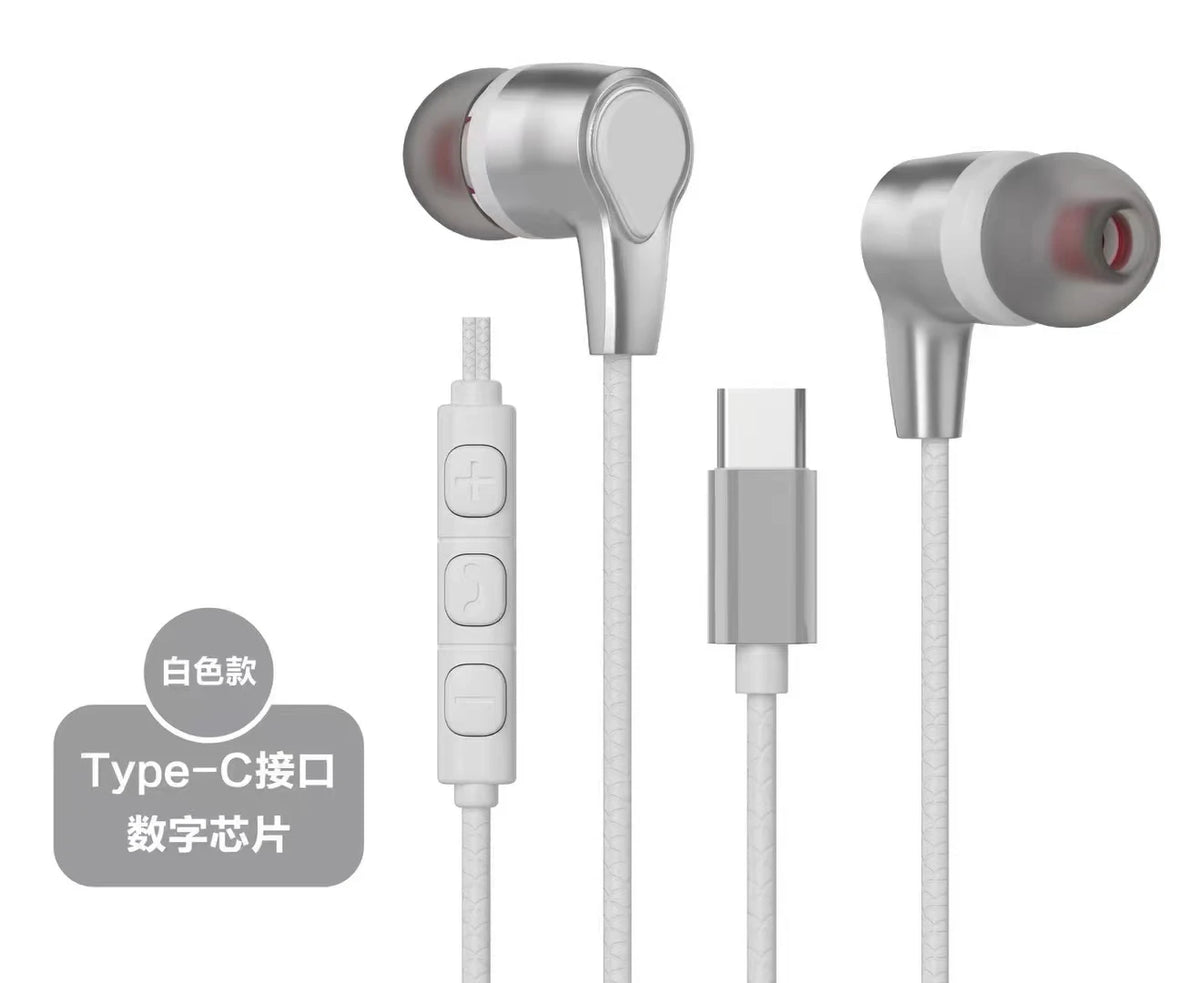 Kecesic Type C Wired Earphones With Microphone For Samsung Huawei