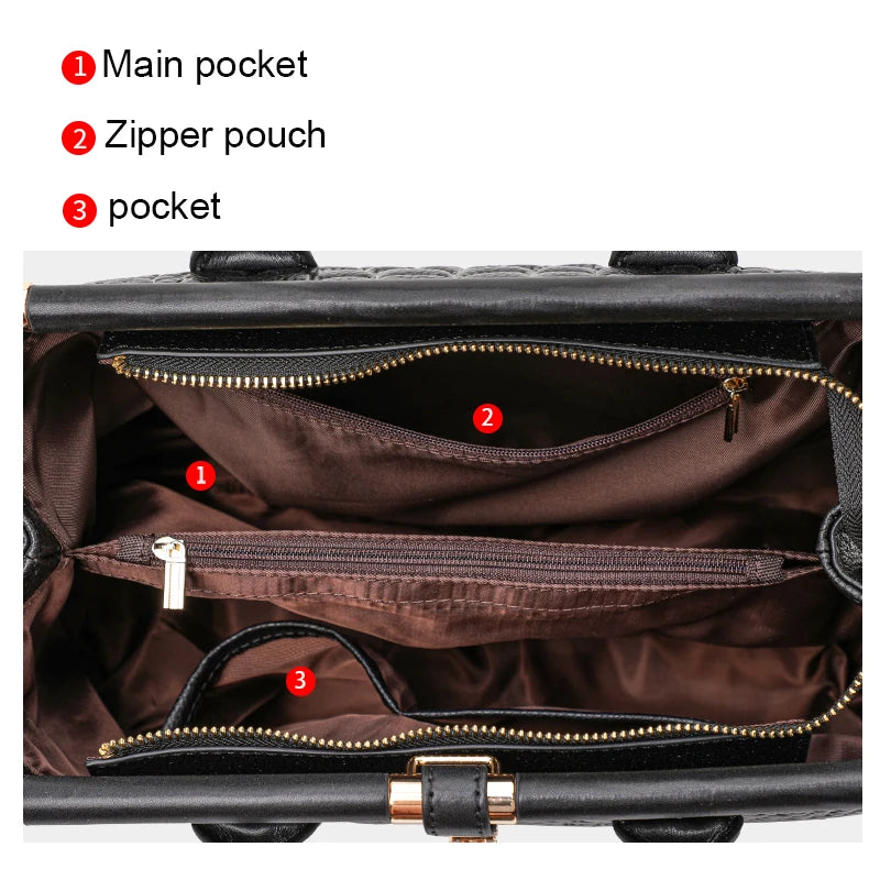 EP.MINGYUANCN Genuine Leather Crocodile Pattern Womens Tote Crossbody Bag LargeCapacity