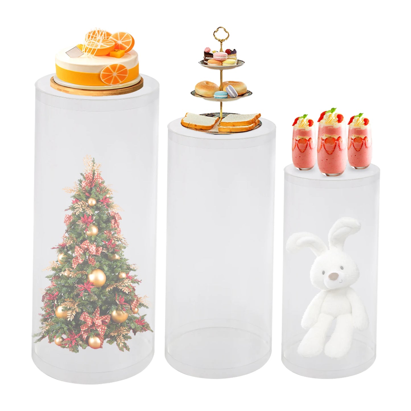 Bymaocar Deluxe Transparent Cylinder Display Stands For Spectacular Wedding Decor