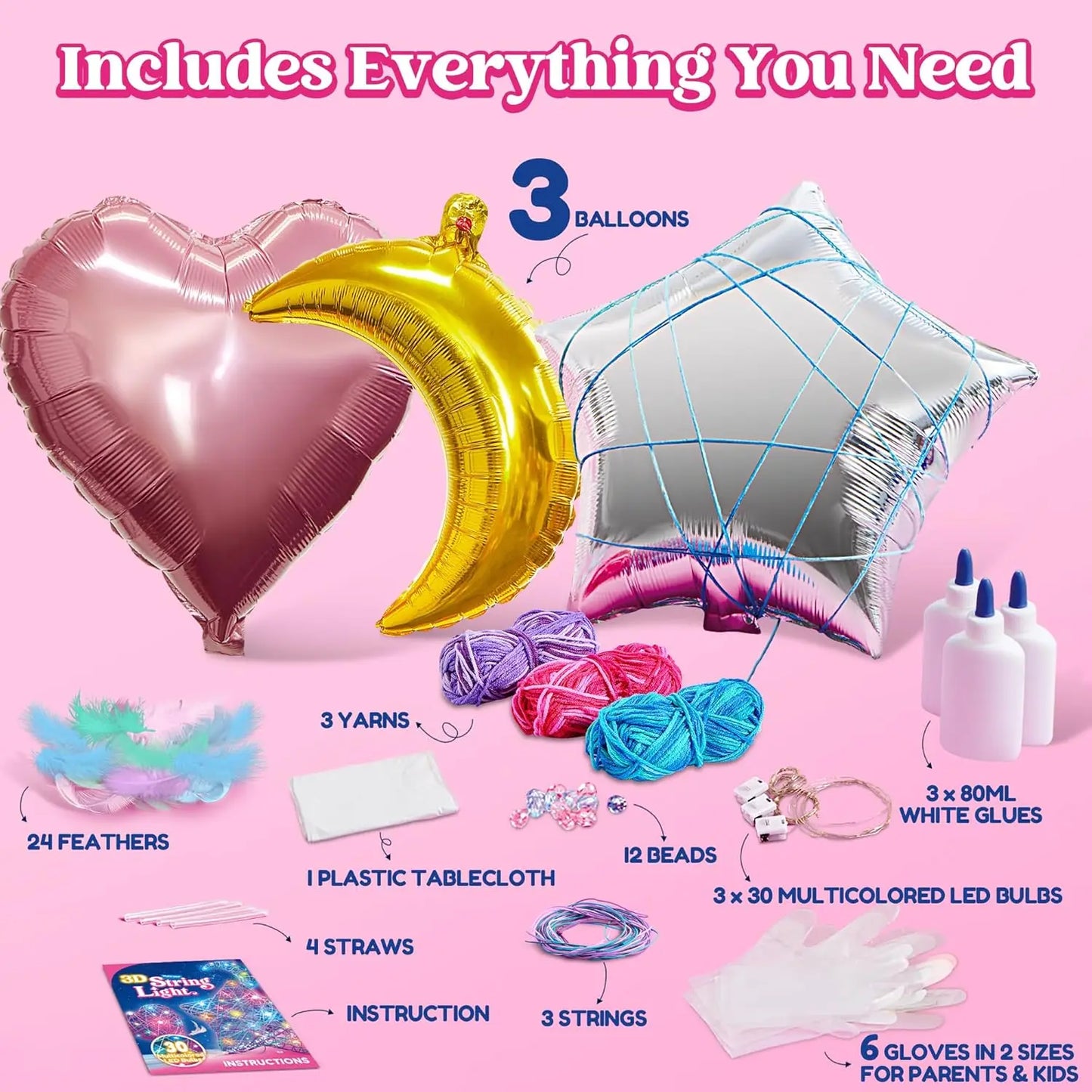 Joyfy 3D String Art Kit Light Up LED Bulbs