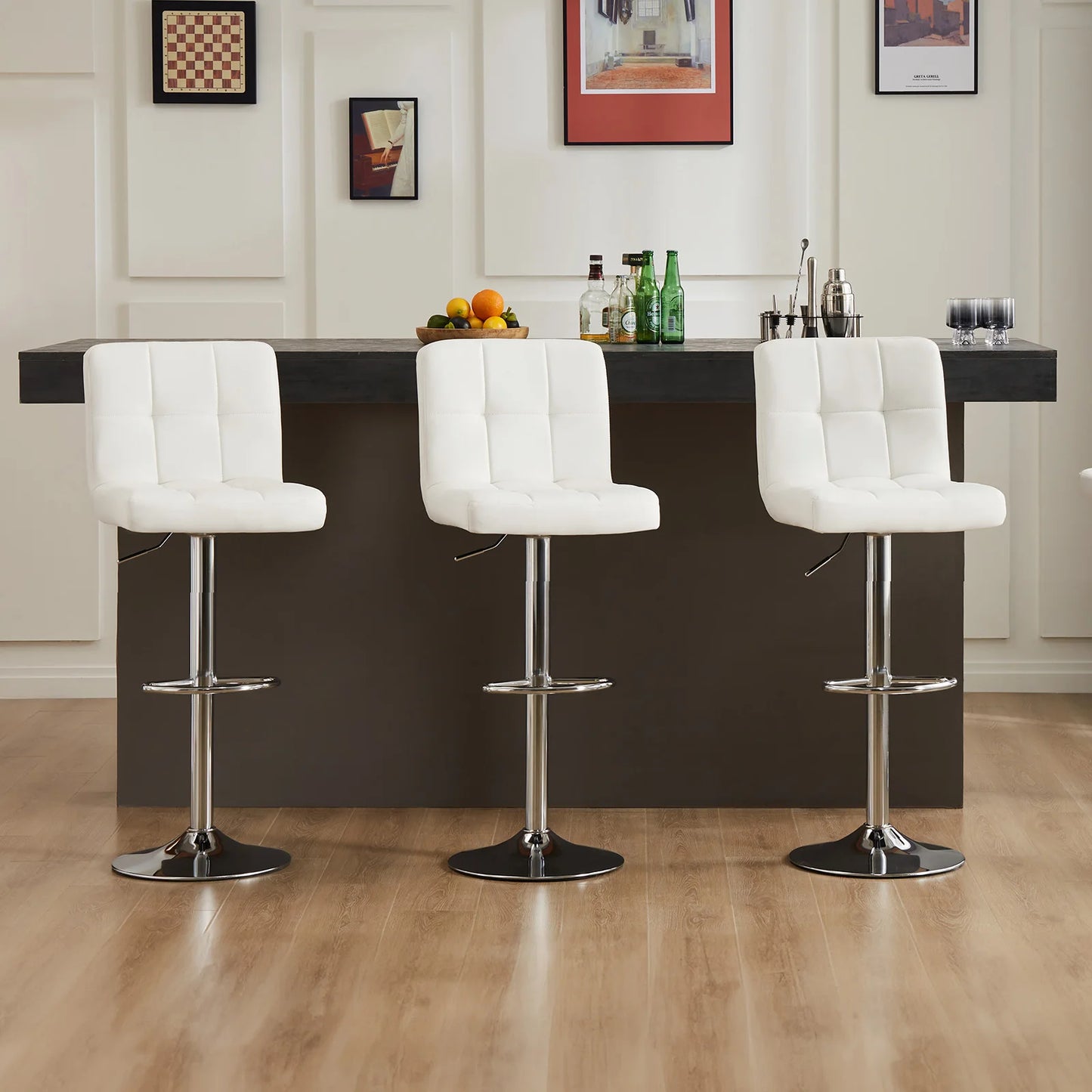 JHK Ergonomic Armless PU Leather Swivel Office Chair With Back