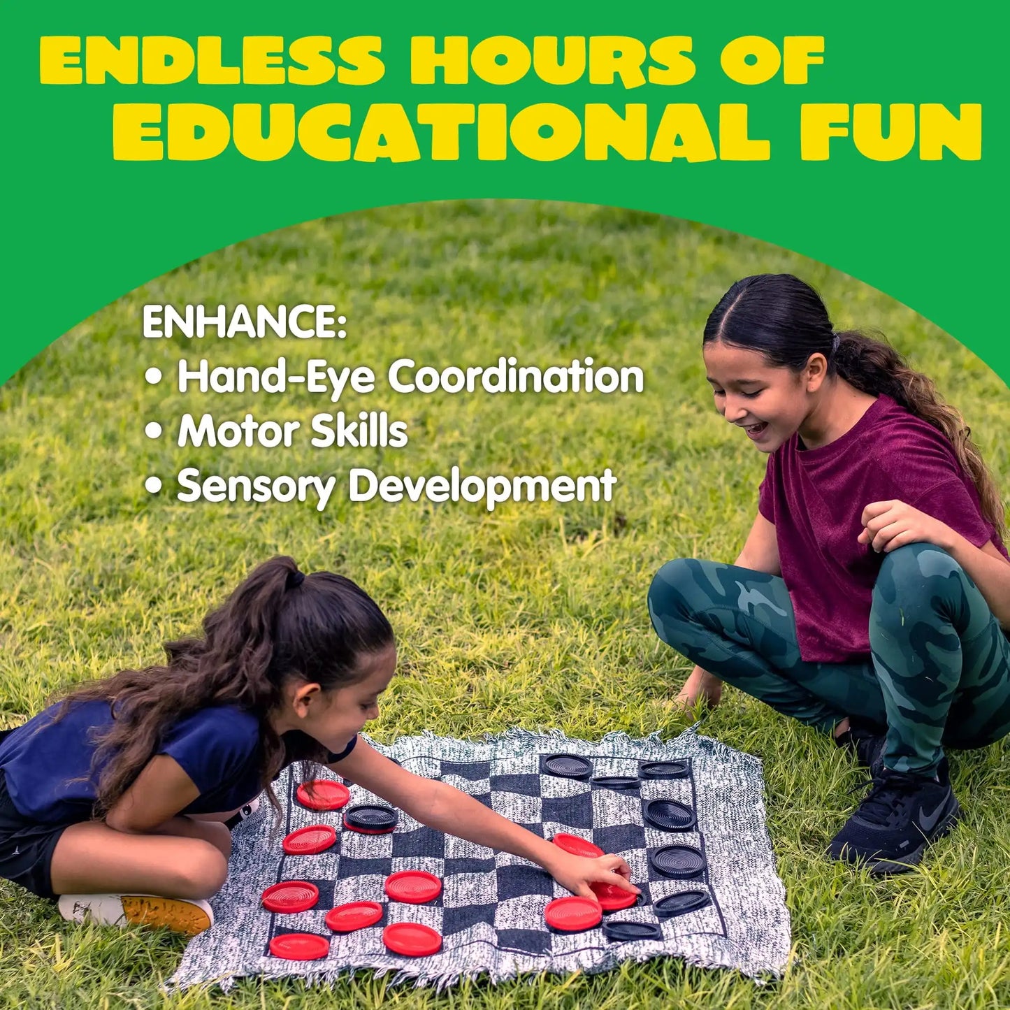 Joyfy 3-in-1 Vintage Giant Checkers Tic Tac Toe Game