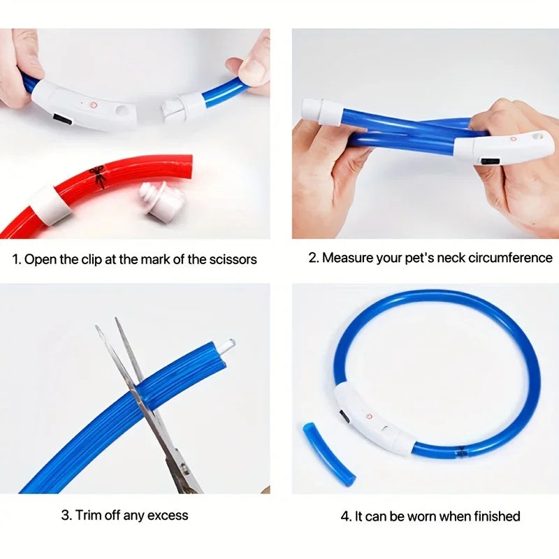 LED Reflective Dog Collar USB Rechargeable Luminous Anti Lost