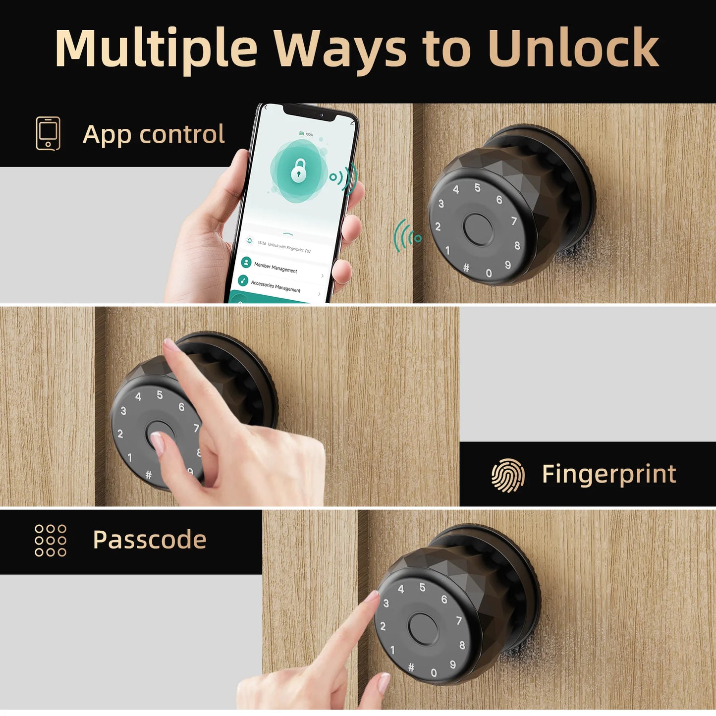 Viladepot Smart Lock Fingerprint Door Lock App Control Type C