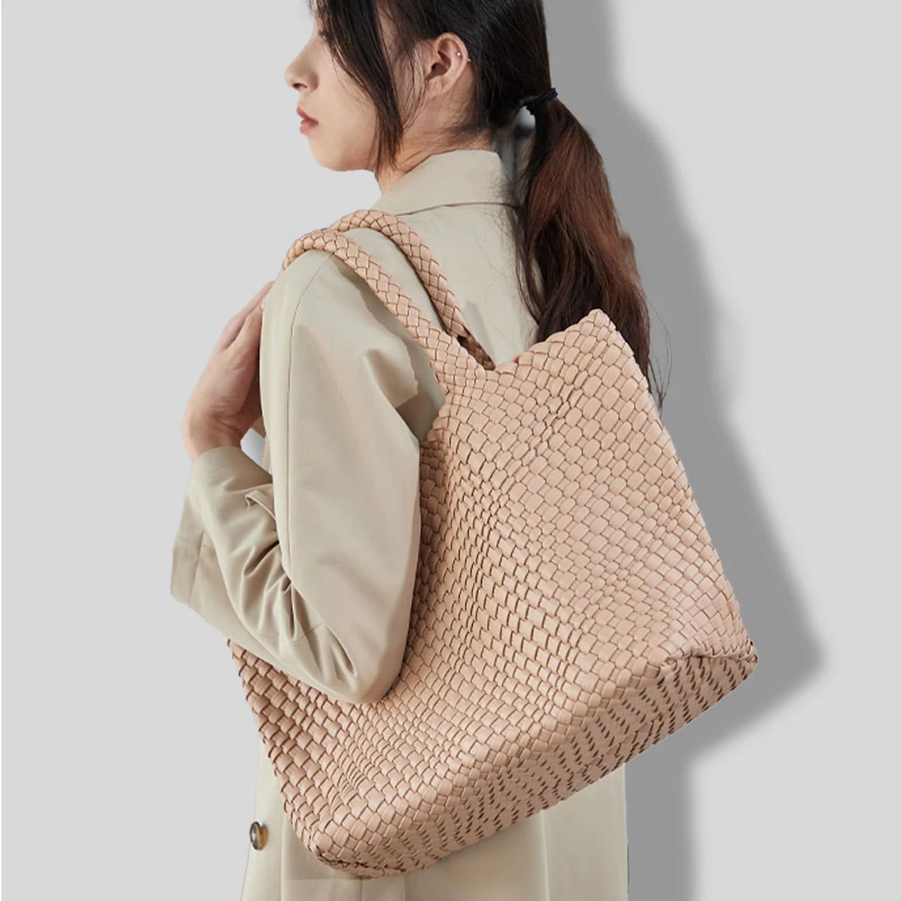 Woven Tote Bag For Women Handmade Soft Braided Purse