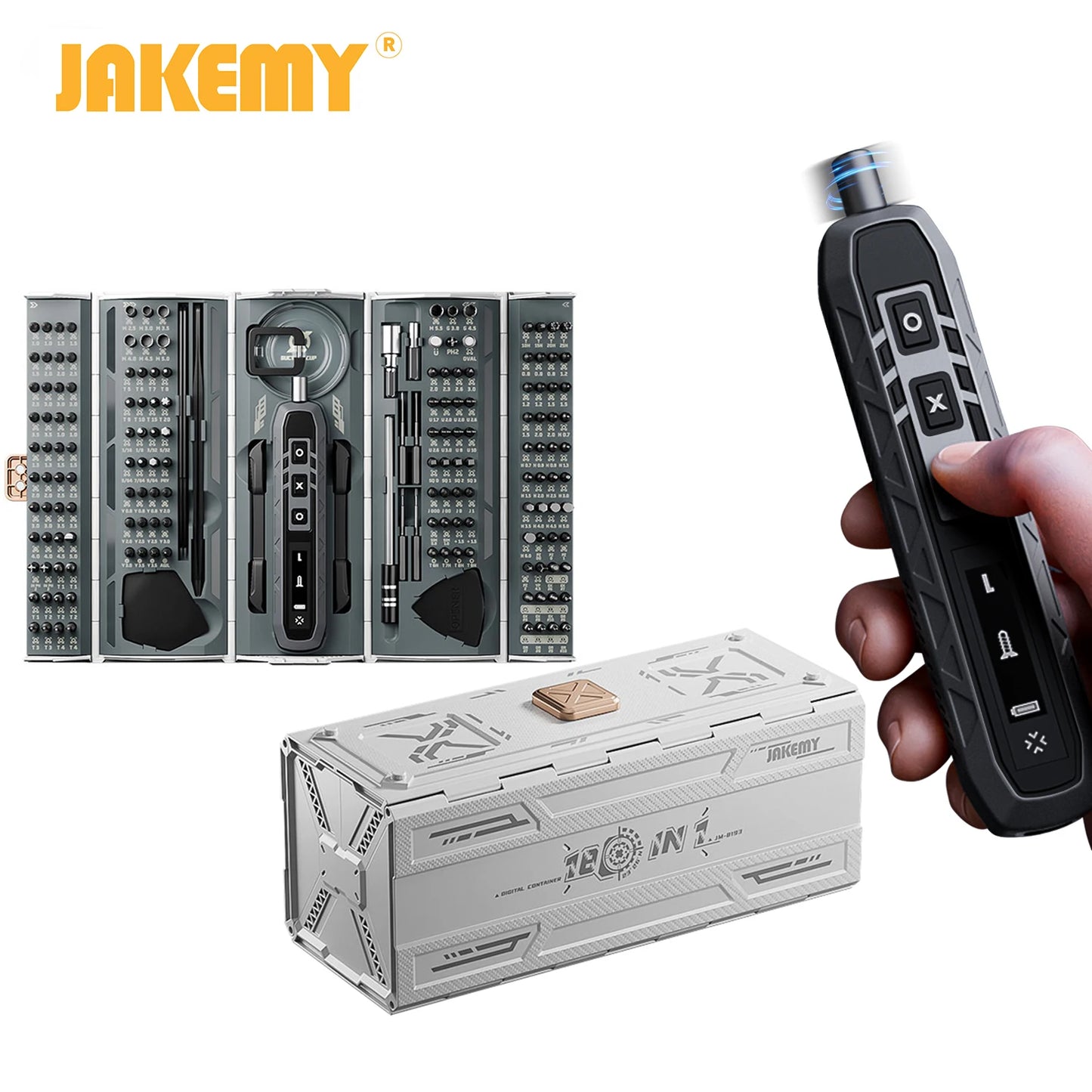 JAKEMY 180 In 1 Precision Manual Multifunctional Screwdriver Set - Magnetic Bits For Mobile PC Glasses Repair Tool