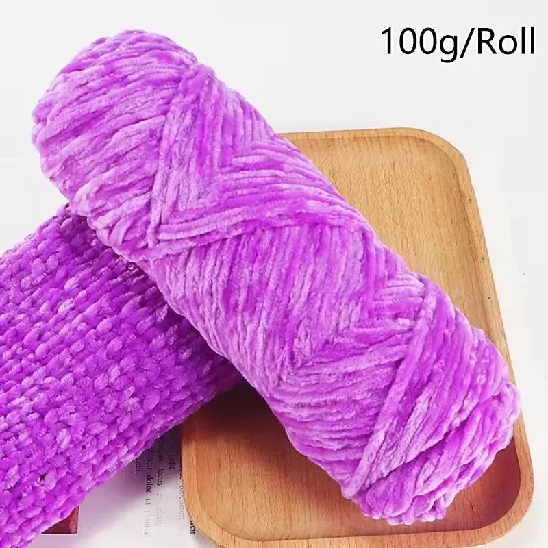 Chenille Velvet Yarn 100g Roll Soft Plush Polyester For Knitting Crochet DIY Crafts