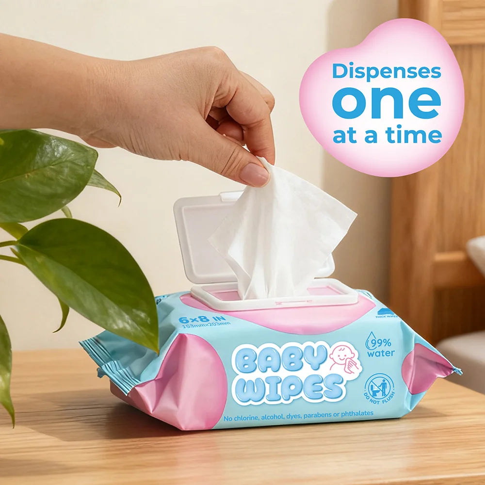 Unscented Hypoallergenic Plant Based Compostable Baby Wipes for Sensitive Skin