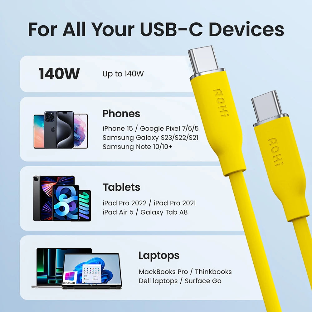 AOHI OneHundredFortyWatt USB C to USB C PD 3Point1 Cable