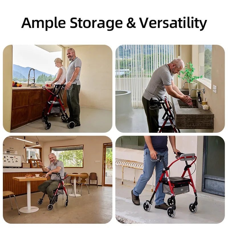 Maidesite Rollator Walker With Seat And Backrest For Seniors