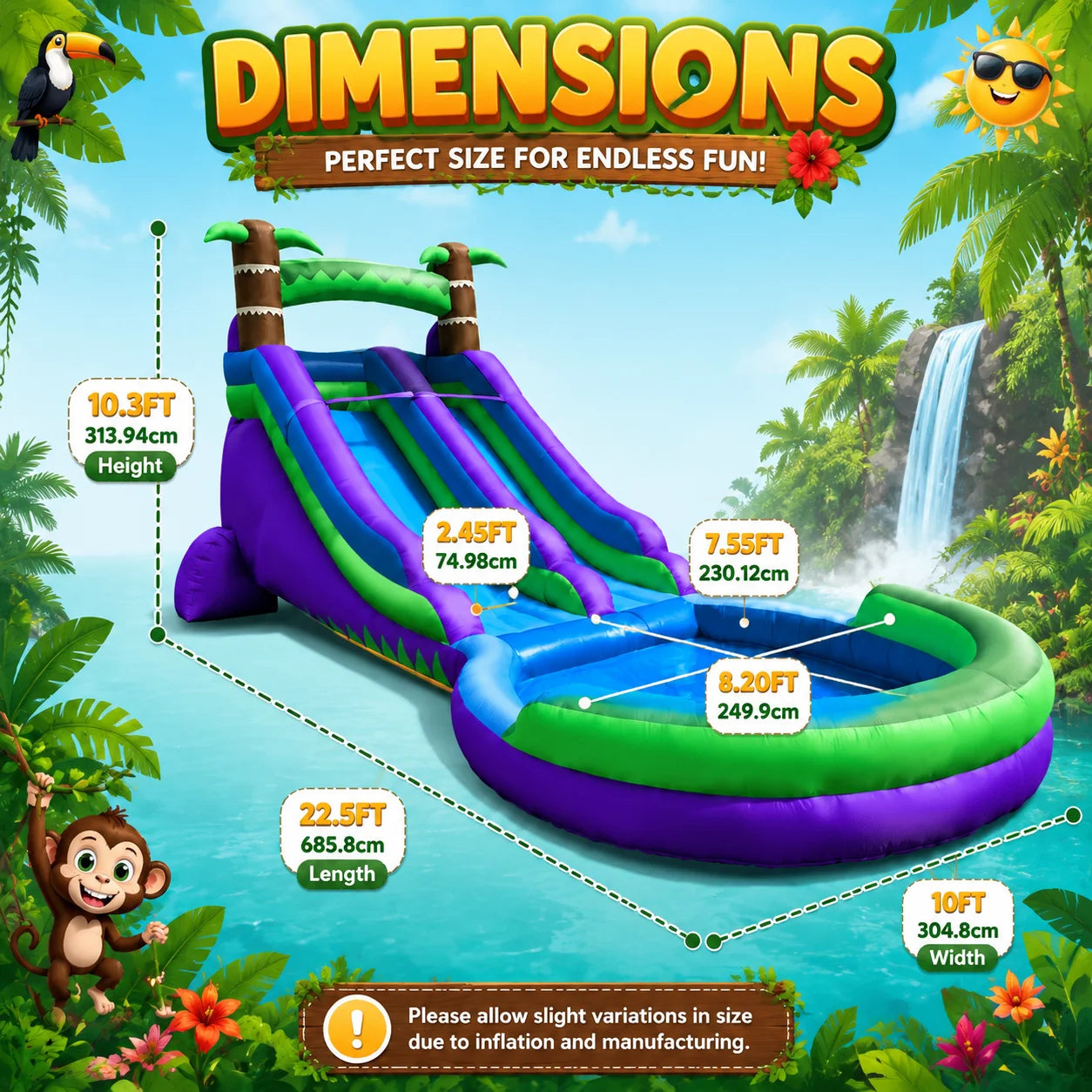 Tropical Rainforest Water Slide Summer Backyard Family Outdoor Inflatable Fun