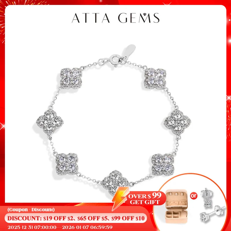Attagems Exceptionally Luxurious Moissanite Bracelet S925 Sterling Plated Women Luxe