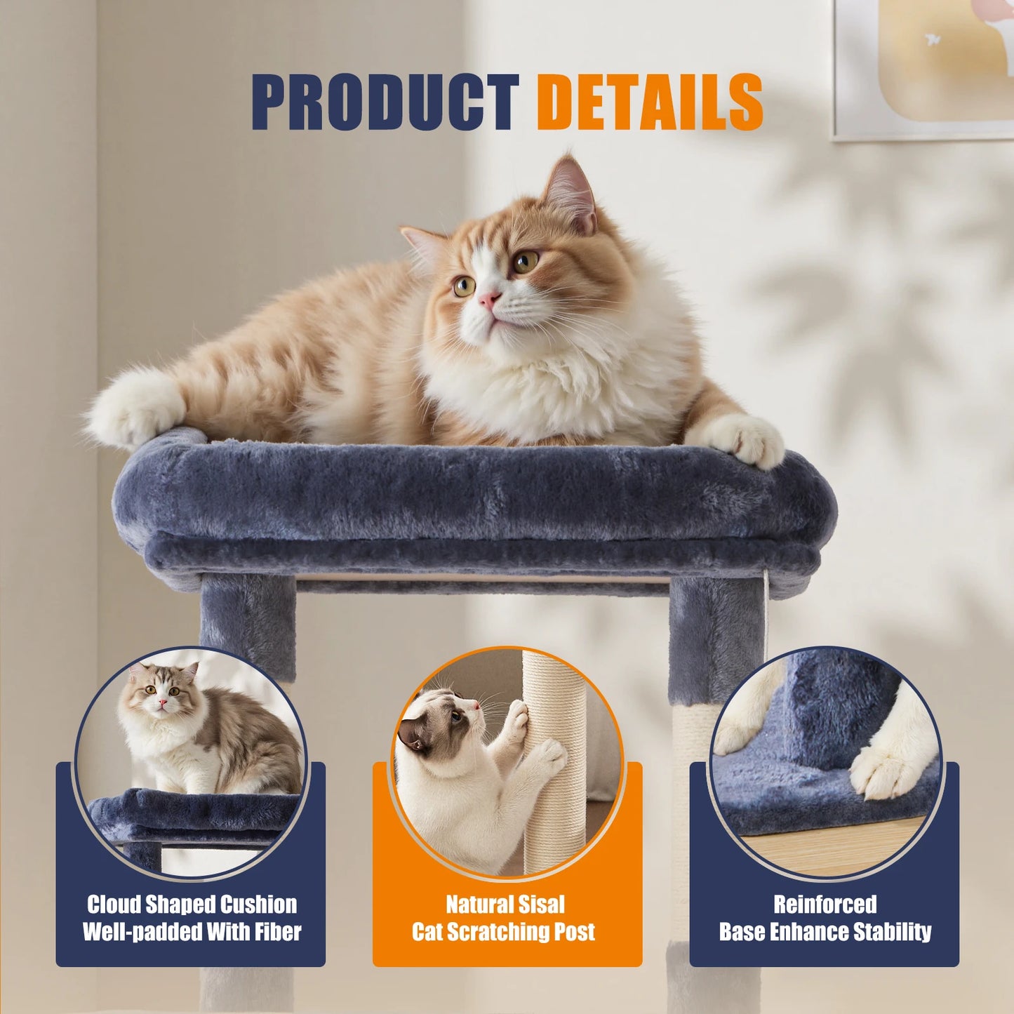 JHK Cat Tree Five Level Tower With Natural Sisal Posts