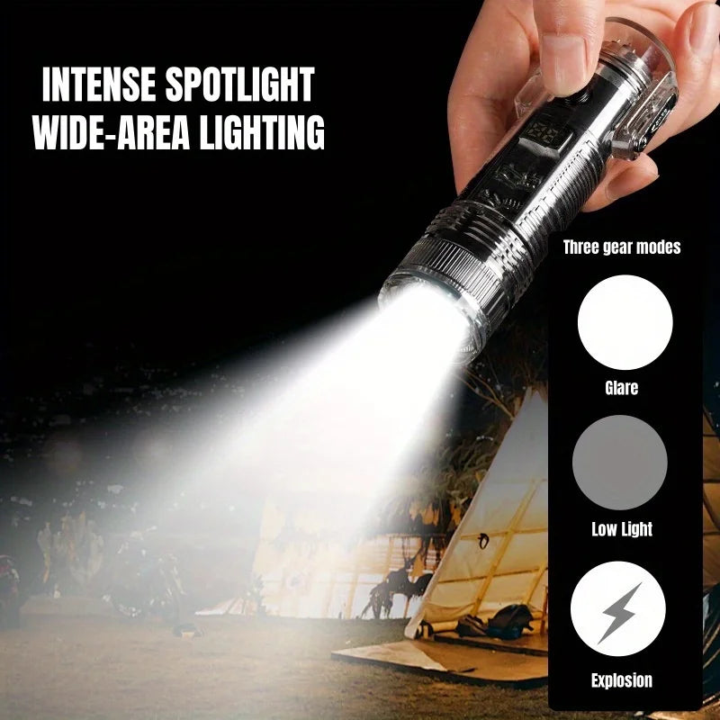 TopFlames Transparent Cylindrical Arc Plasma Lighter With Flashlight TypeC