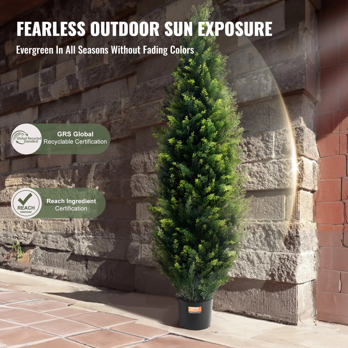 SucceBuy Artificial Cedar Topiary Tree For Indoor Outdoor Decor