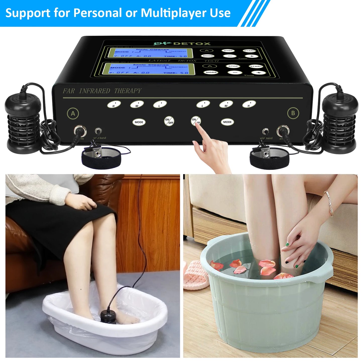 Dual Ionic Foot Bath And Infrared Heating Waist Detox Machine