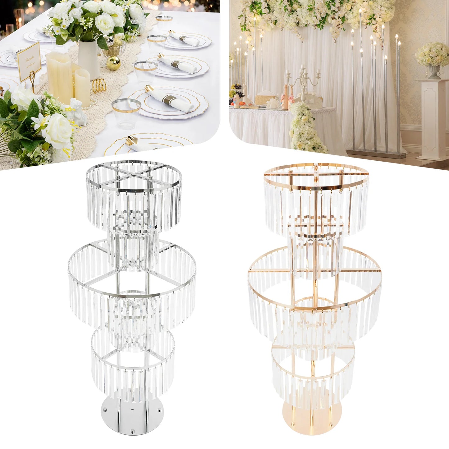 5 Tier Wedding CenterpieceShowcase ArrangementSet FlowerDisplay Stand AcrylicIron VaseHolder Decor