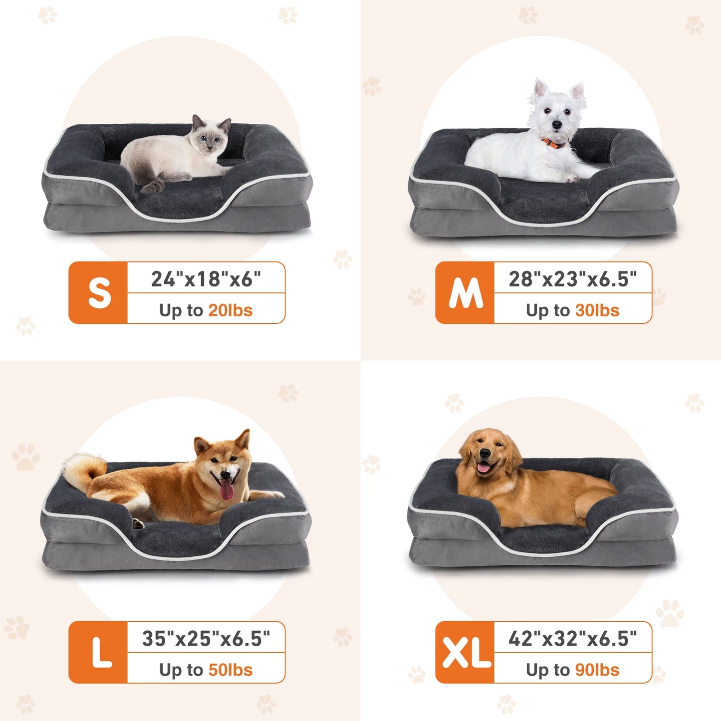 JHK Orthopedic Dog Bed Memory Foam for Small Pets Comfort
