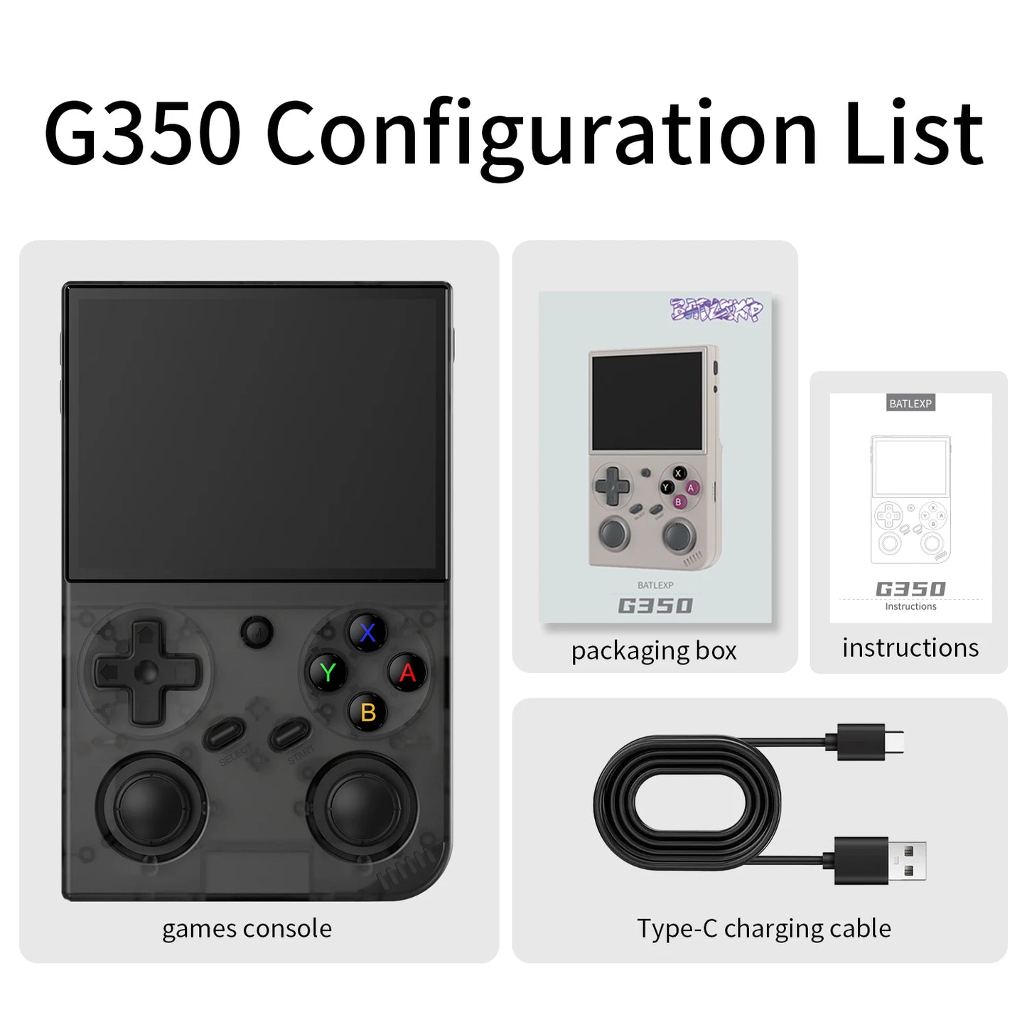 BATLEXP G350 Handheld Game Console IPS Screen Dual Joystick Linux System
